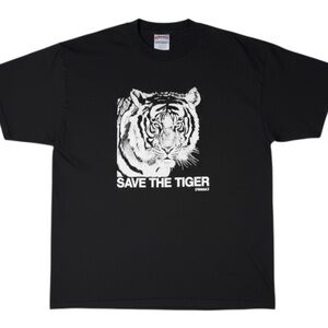 Vintage 90s Save The Tigers Animal Rights Tee Single Stitch XL Black